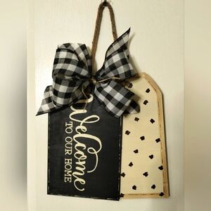 Hand Crafted Double Gift Tag Wood Front Door Hanger 12" leopard print country